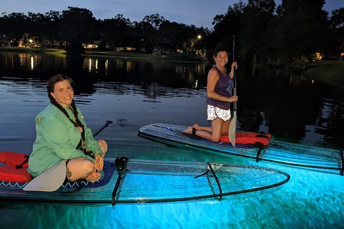 LED Glow in the Dark Clear Kayak or Paddleboard in Paradise - Lake Ivanhoe at night: the calm you come for