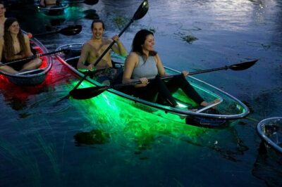 LED Glow in the Dark Clear Kayak or Paddleboard in Paradise - The 2-hour flow: briefing, launch, LED moments, photos, return
