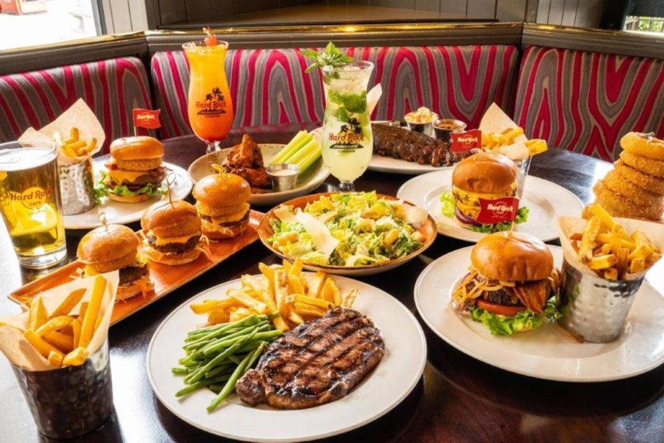 Meal at Hard Rock Cafe Orlando at Universal CityWalk - The food lineup: burgers, salads, and desserts that actually fit the plan