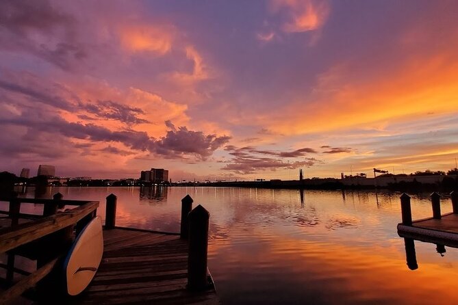 Sunset Clear Kayak or Paddleboard in Orlando - Downtown views from Lake Ivanhoe: sky colors and city lights